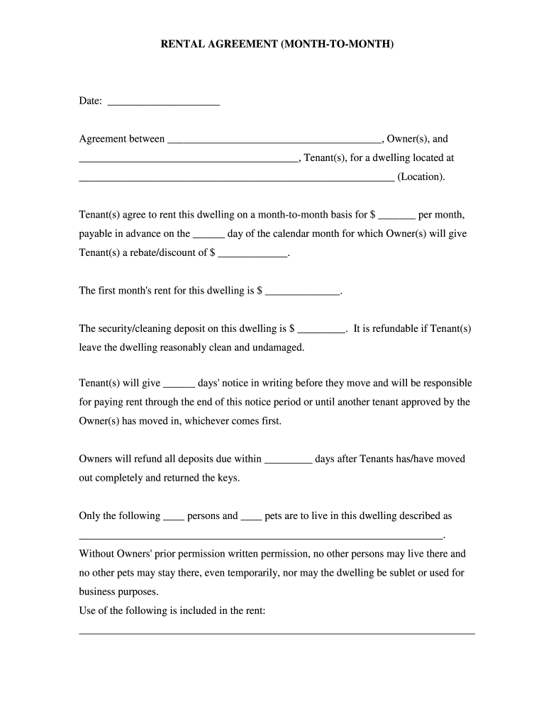 Rental Agreement Pdf Fill Online Printable Fillable Blank PdfFiller