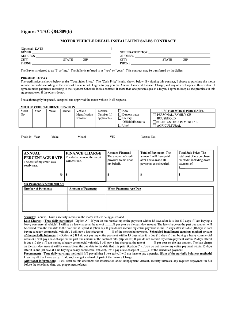 Retail Installment Form Contract Fill Online Printable Fillable Blank PdfFiller