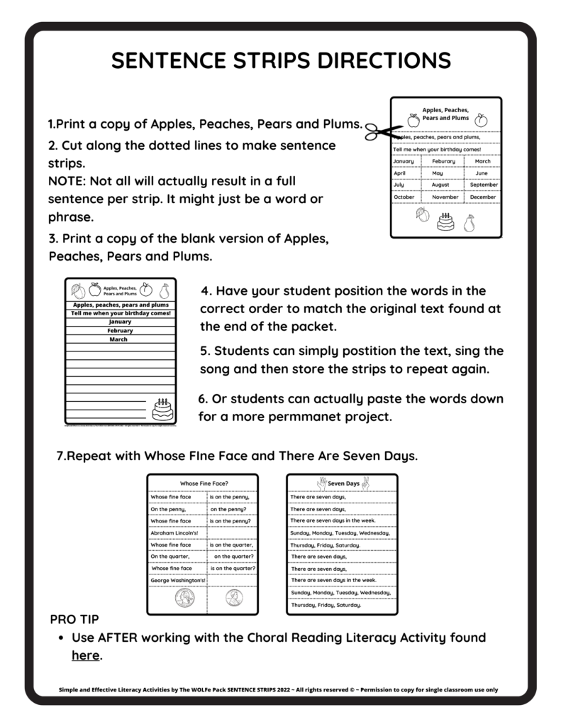 SENTENCE STRIPS A Simple And Effective Literacy Activity The WOLFe Pack