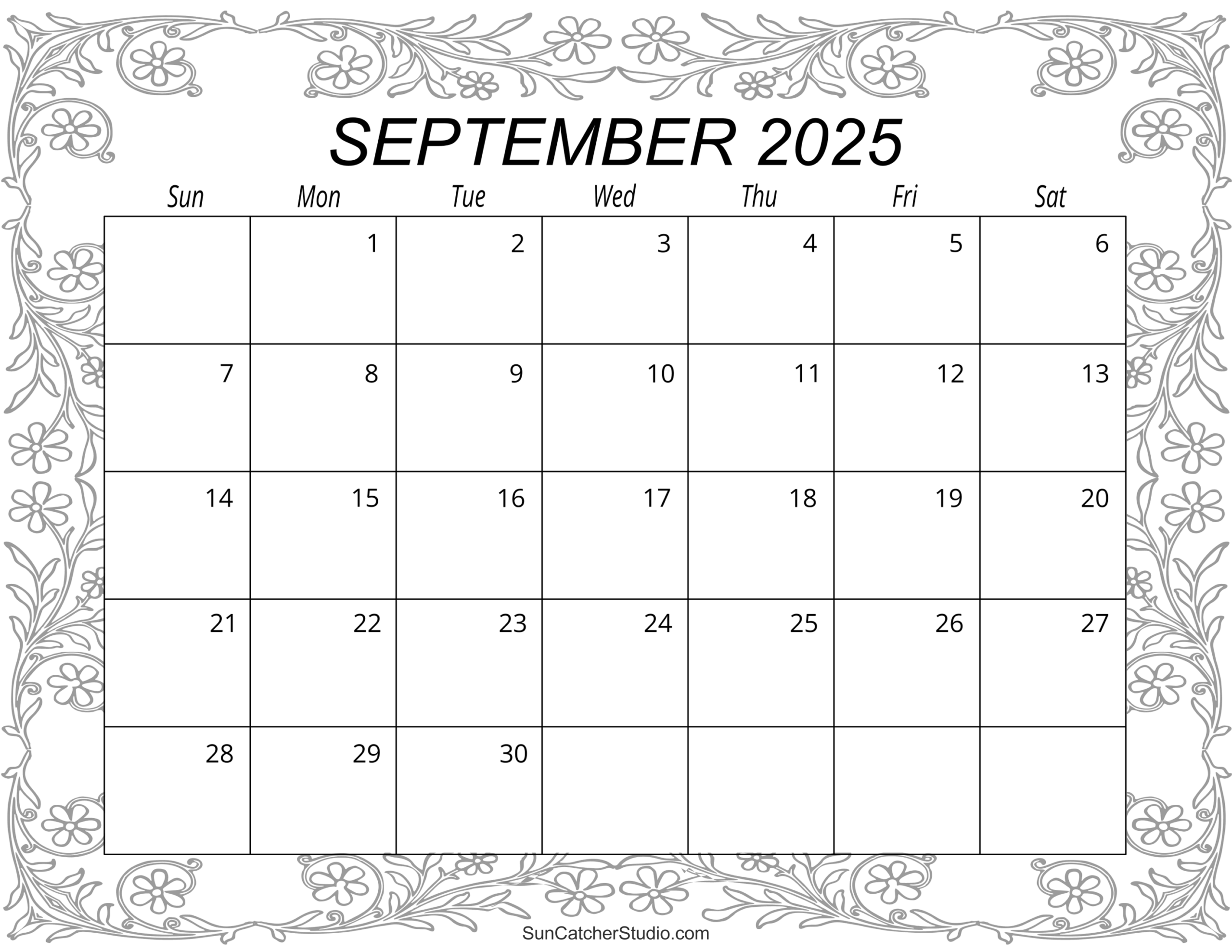 Blank Calendar September 2025 Printable