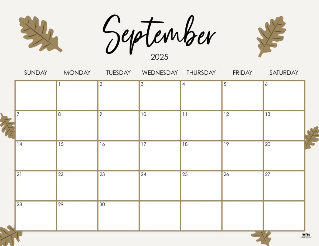 Blank Calendar 2025 September
