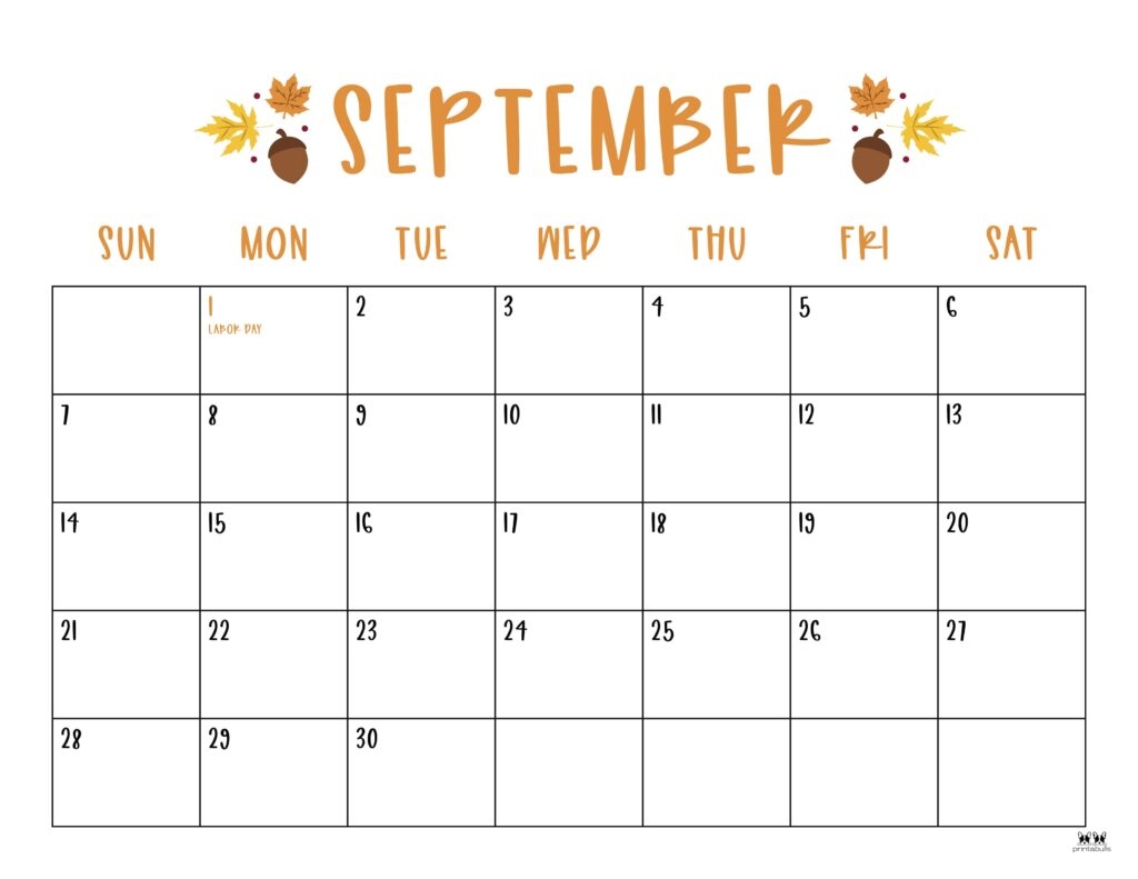 September 2025 Calendars 107 FREE Printables Printabulls