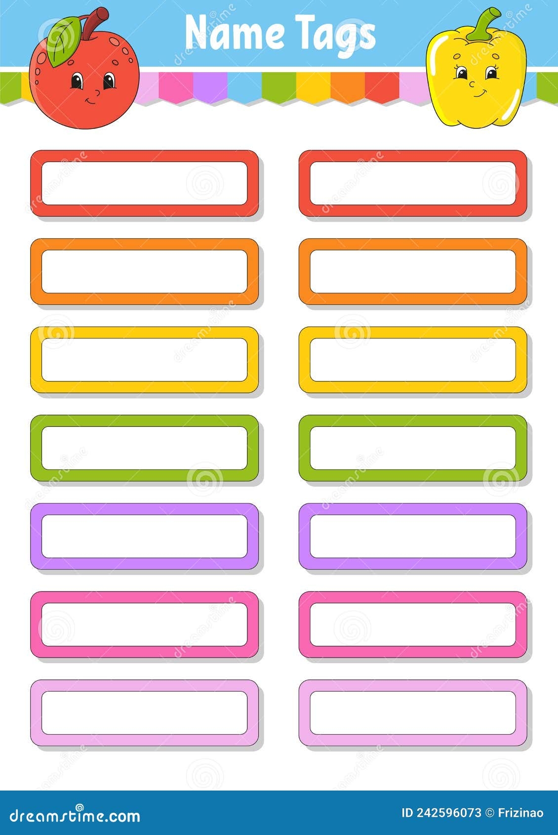 Set Stickers Empty Template Name Tags Gift Labels Perfect For Folders Daily Journals Notebooks Lunch Bags Pencil Boxes Stock Vector Illustration Of Badge Clother 242596073