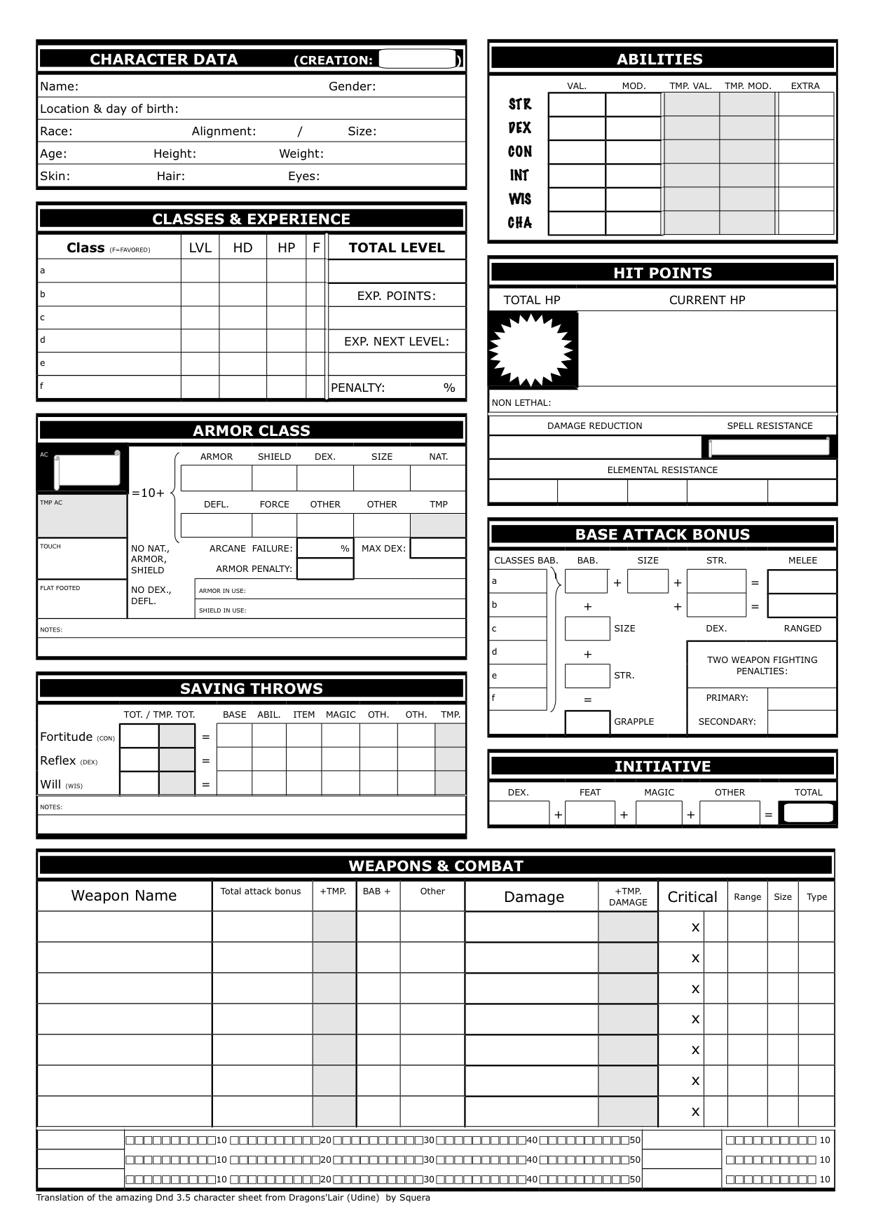 L5r Character Sheet Printable Blank