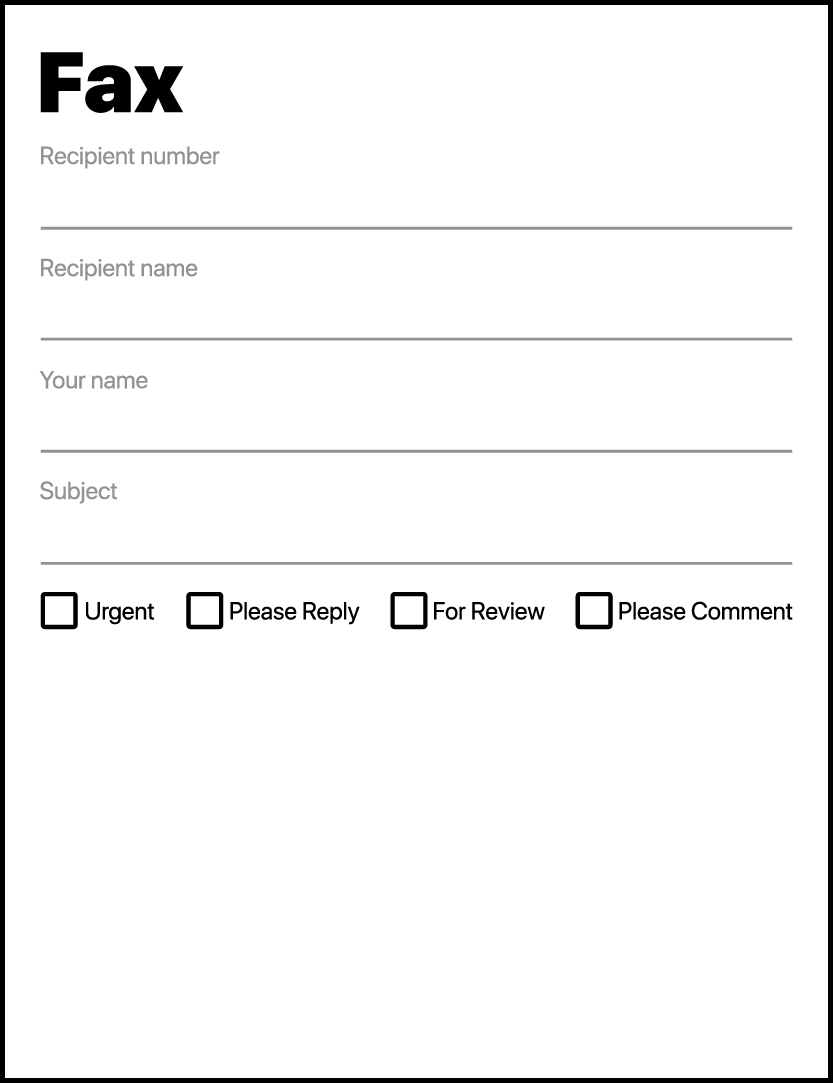 Simple Fax Cover Sheet PDF Template