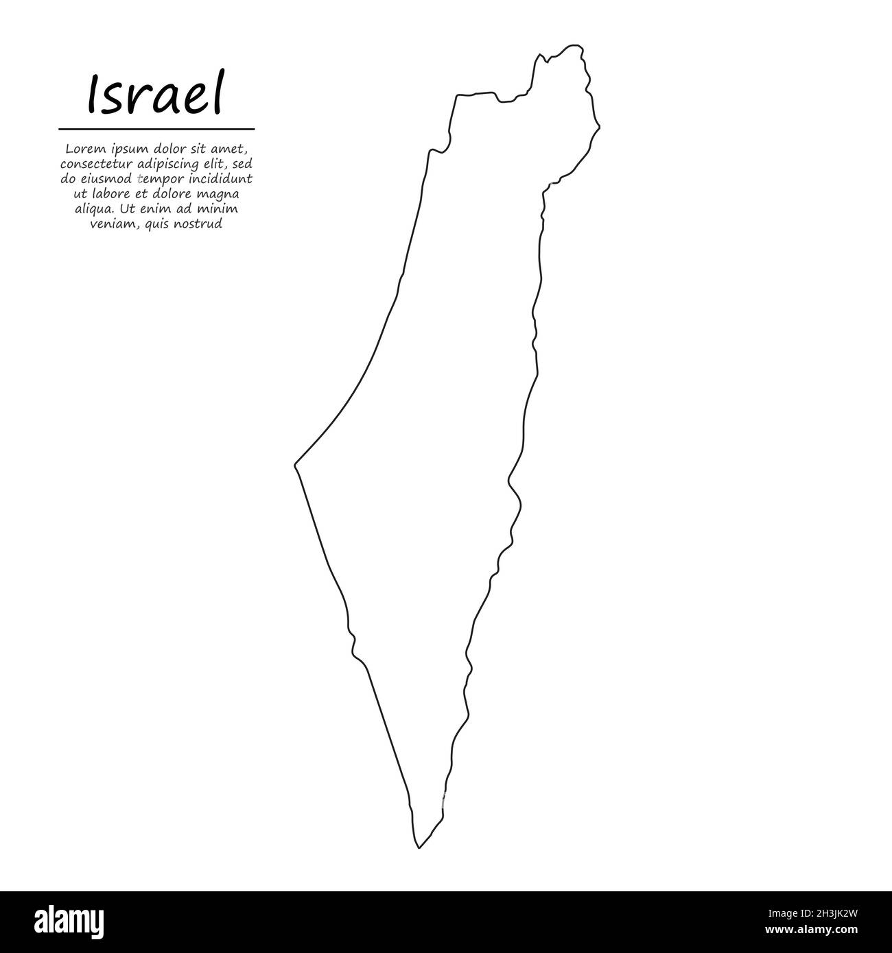 Simple Outline Map Of Israel Vector Silhouette In Sketch Line Style Stock Vector Image Art Alamy