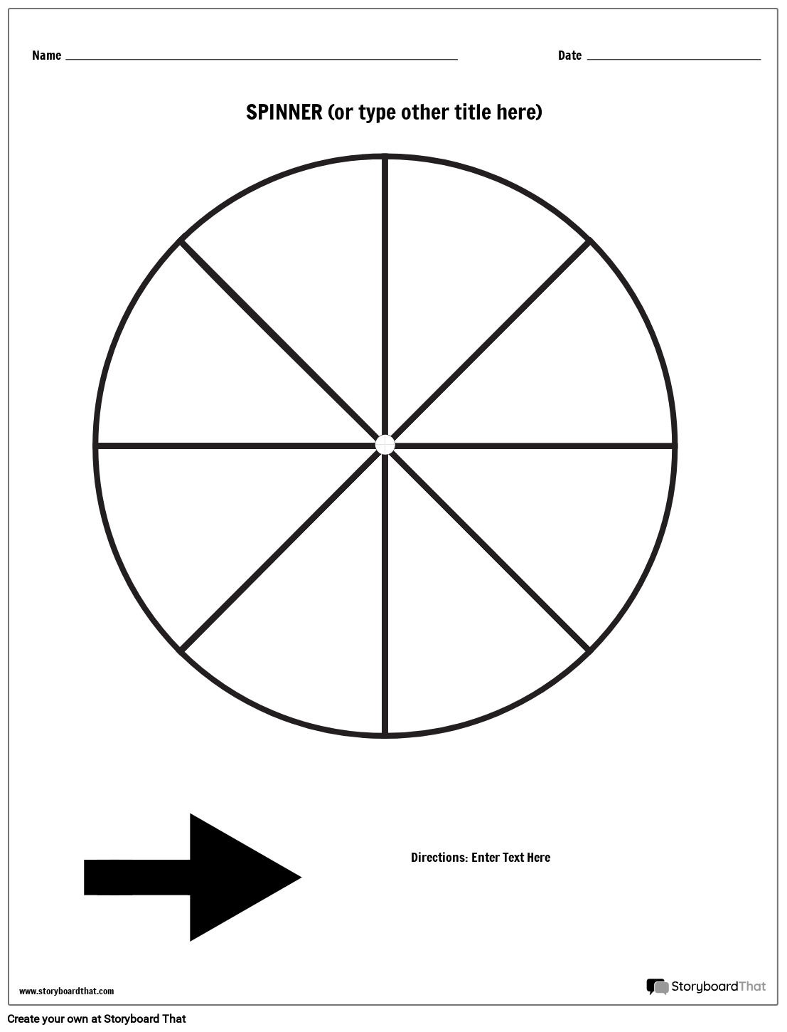 Printable Blank Spinner Wheel Template