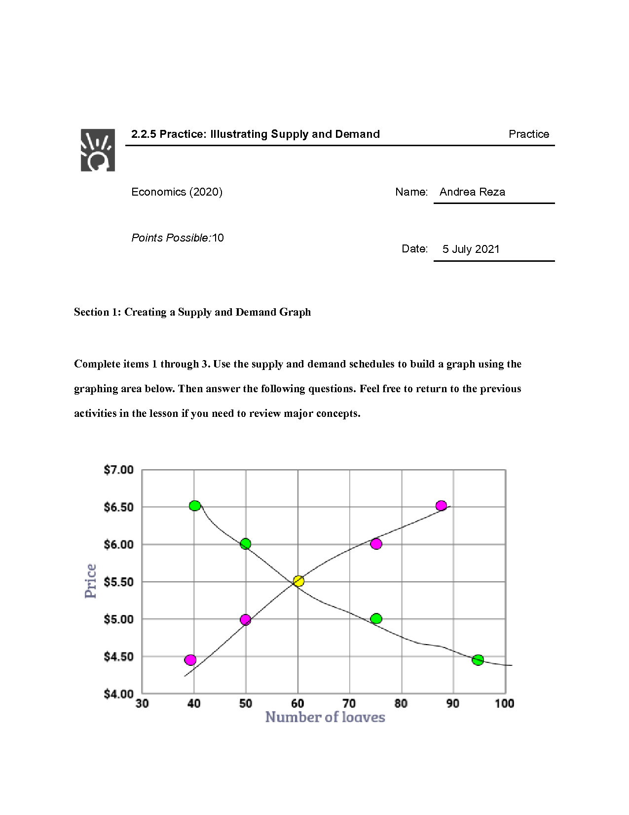 SOLUTION Creating A Supply And Demand Graph Worksheet Studypool Worksheets Library