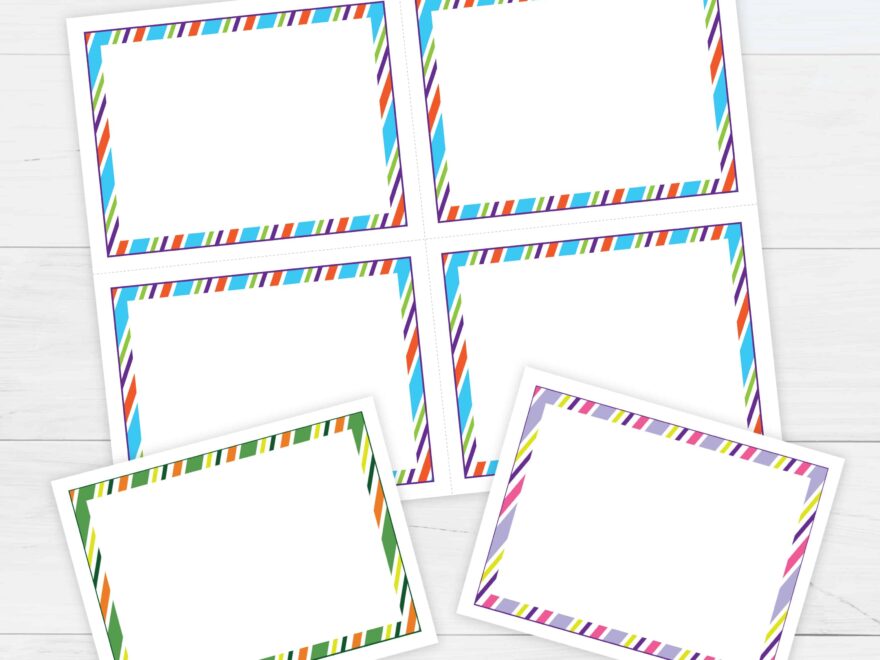 Stripes Bordered Flash Cards Template Free Printable Download