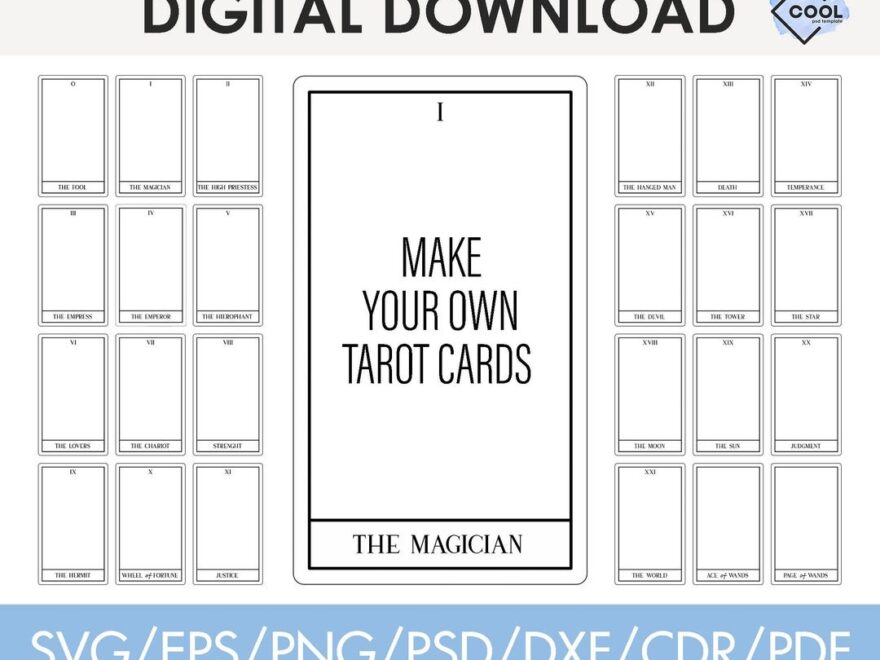 Tarot Cards Template With Blank Middle Custom Diy Editable Svg Png Cricut Glowforge Silhouette Instant Download Etsy