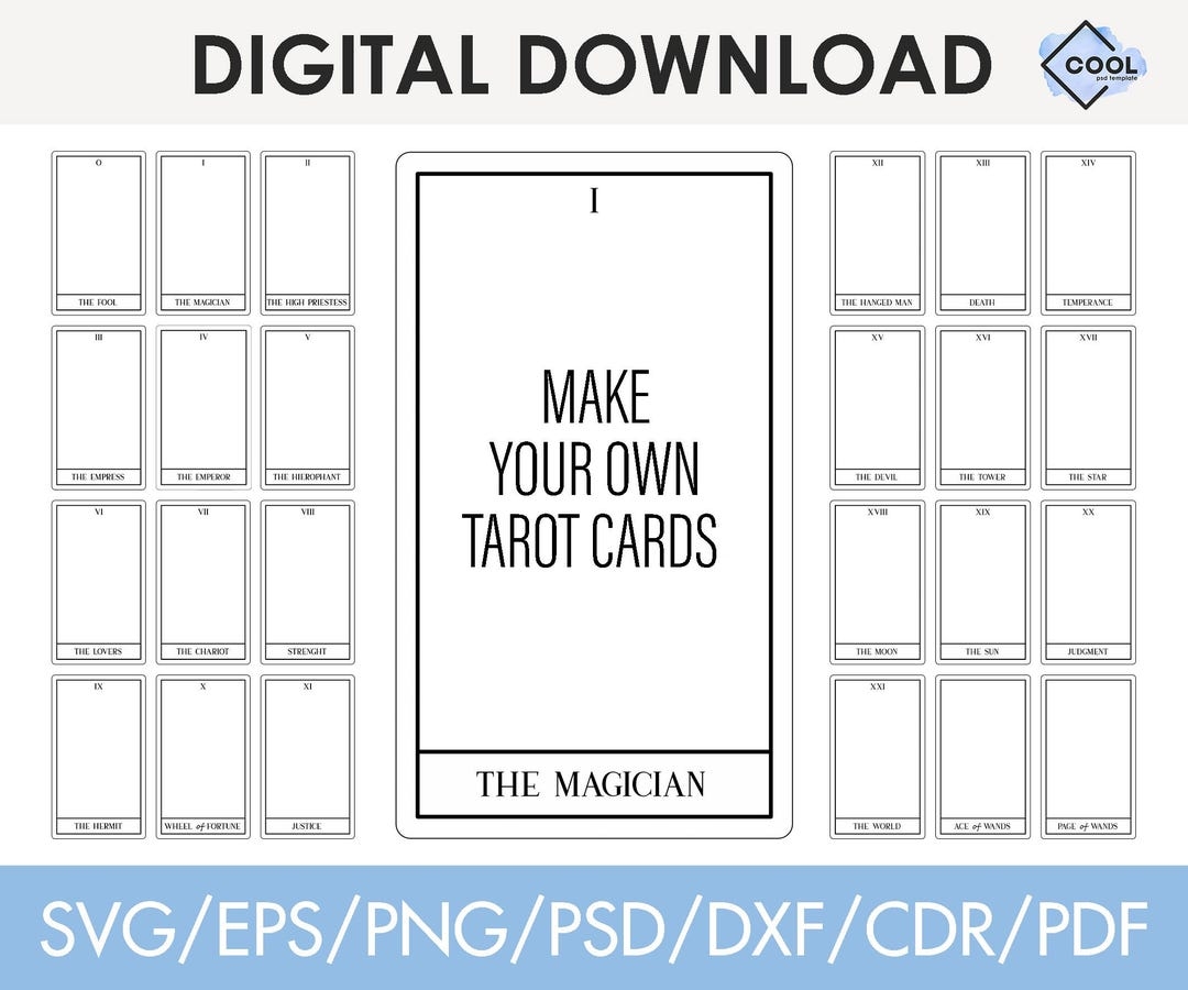 Tarot Cards Template With Blank Middle Custom Diy Editable Svg Png Cricut Glowforge Silhouette Instant Download Etsy