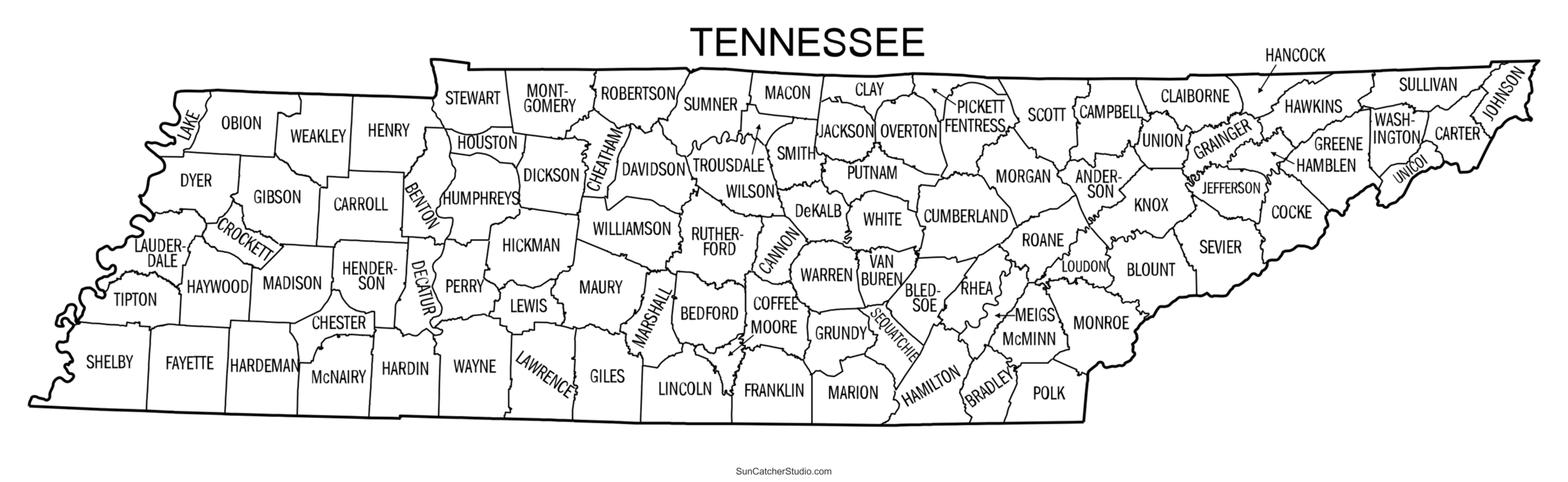 Blank Printable Map Of Tennessee