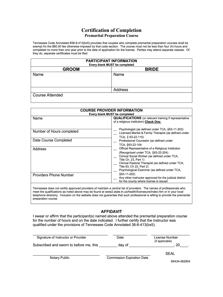 Tn Premarital Counseling Form Fill Online Printable Fillable Blank PdfFiller