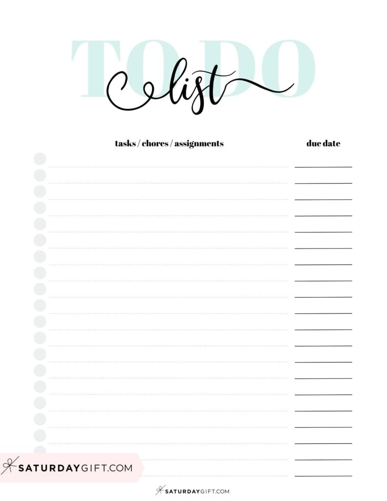 Printable Blank To Do List