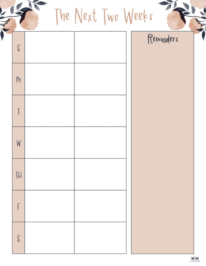 Printable Blank Schedule For Two