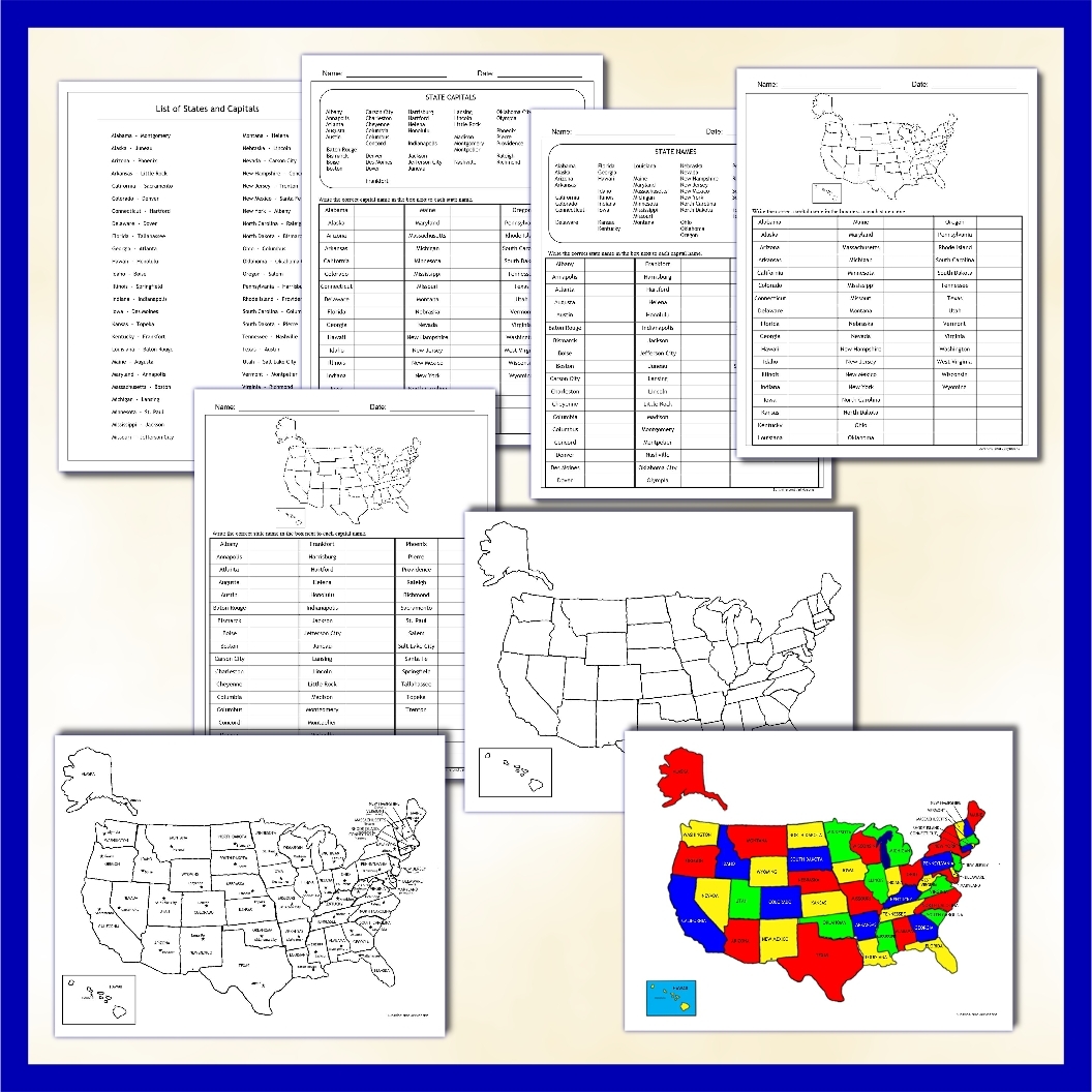 U S States Capitals Worksheets Test Sheets Maps U S Geography Made By Teachers