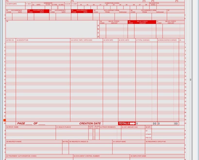 UB 04 CMS 1450 Fill Print Medical Insurance Form Software