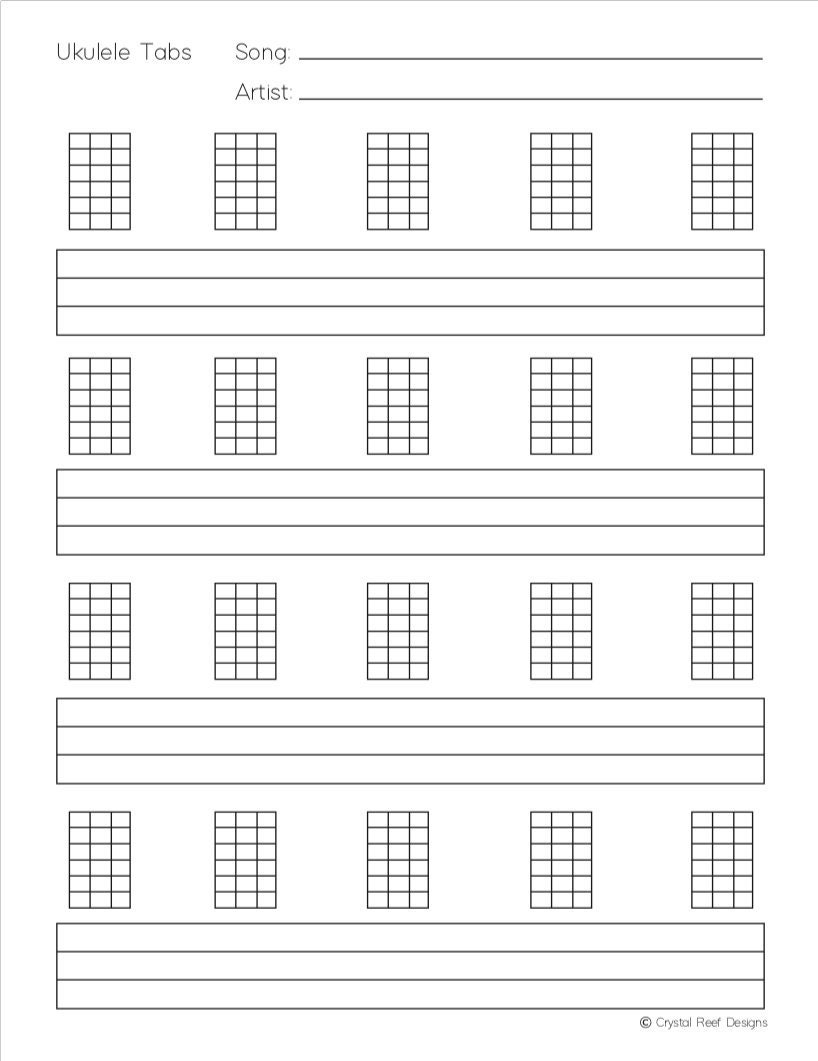 Ukulele Blank Tabs Chords Instant Printable Download Etsy