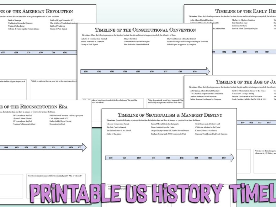 US History Printable Timeline Activities