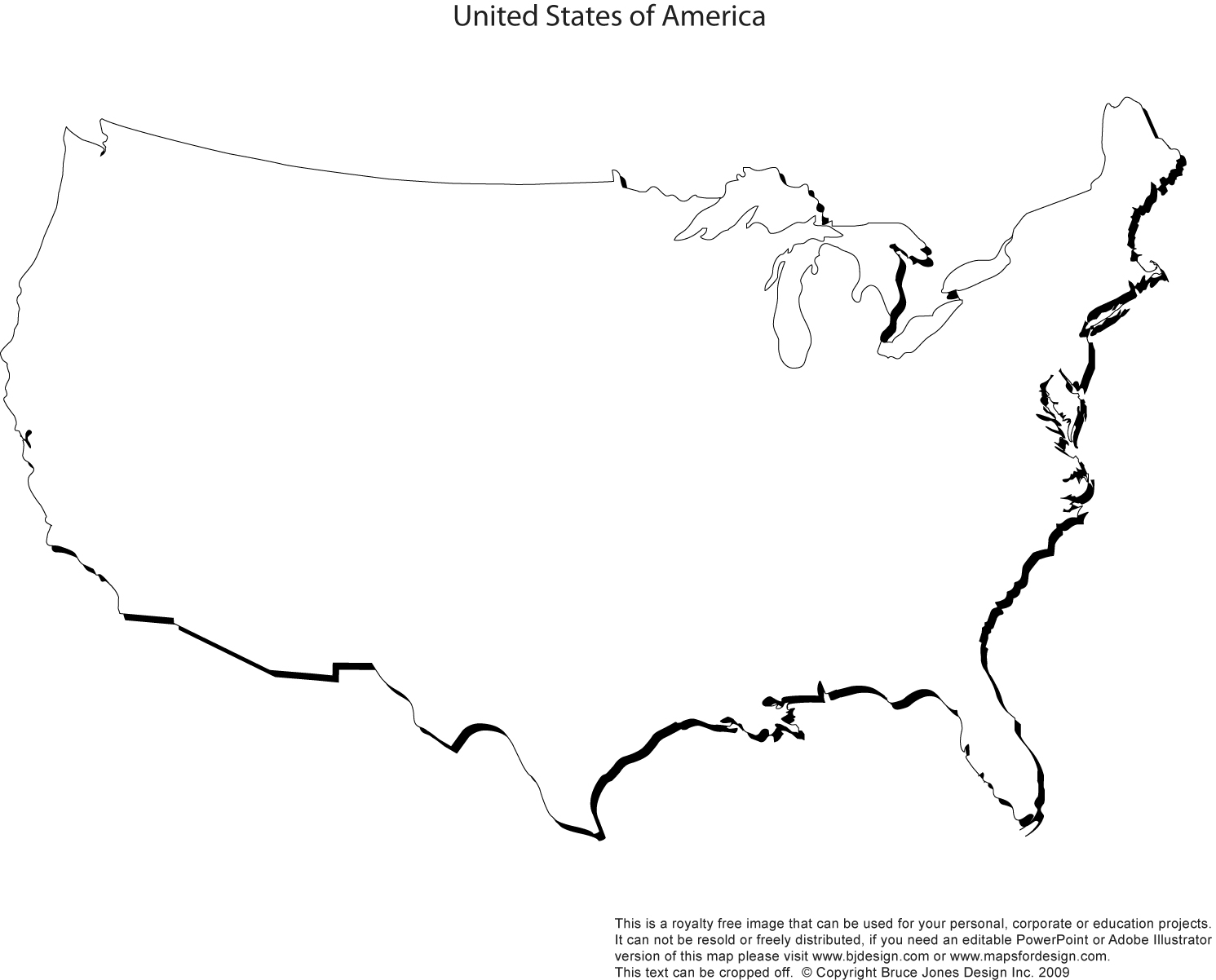 Blank Map Of Usa Printable