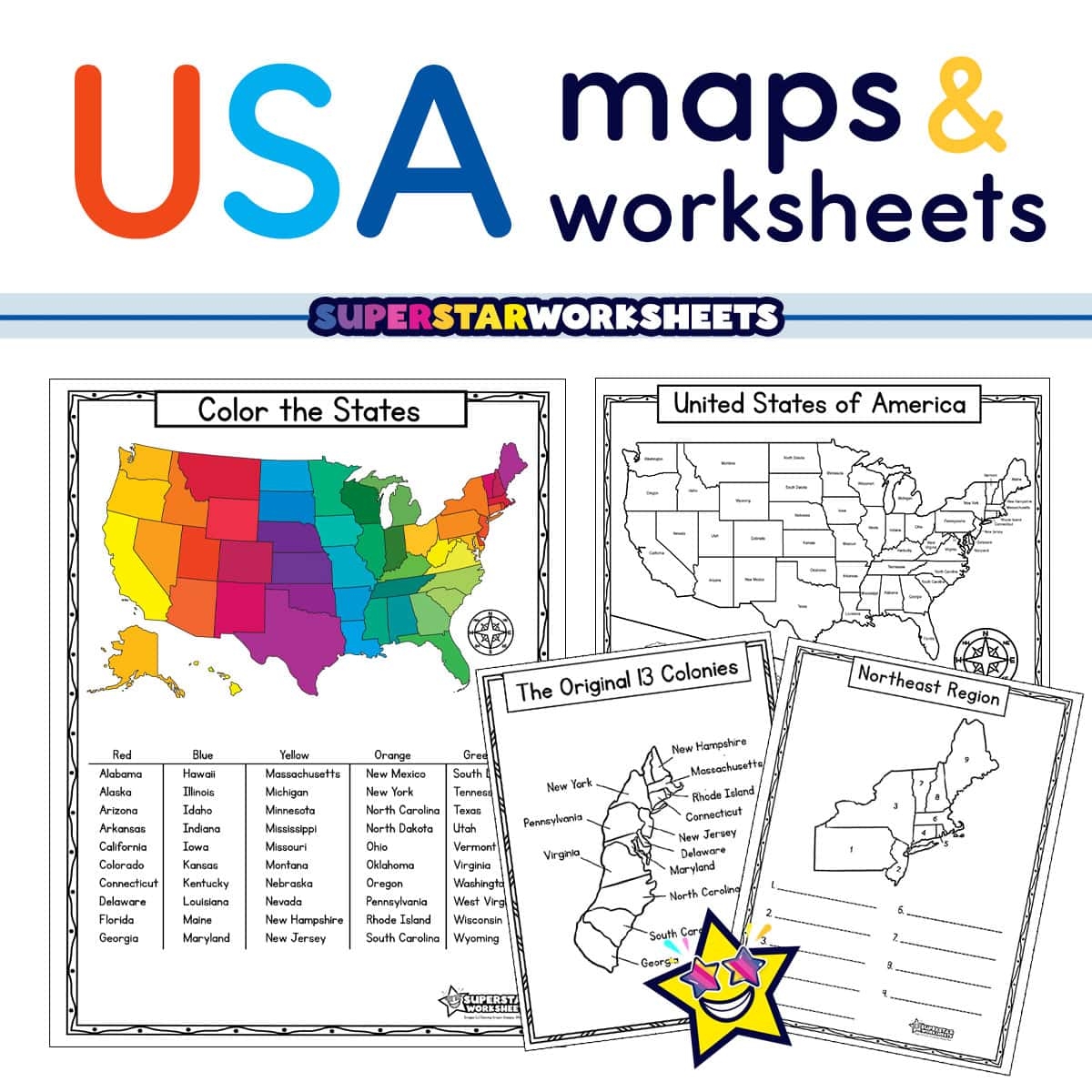 Us States Blank Numbered Printable