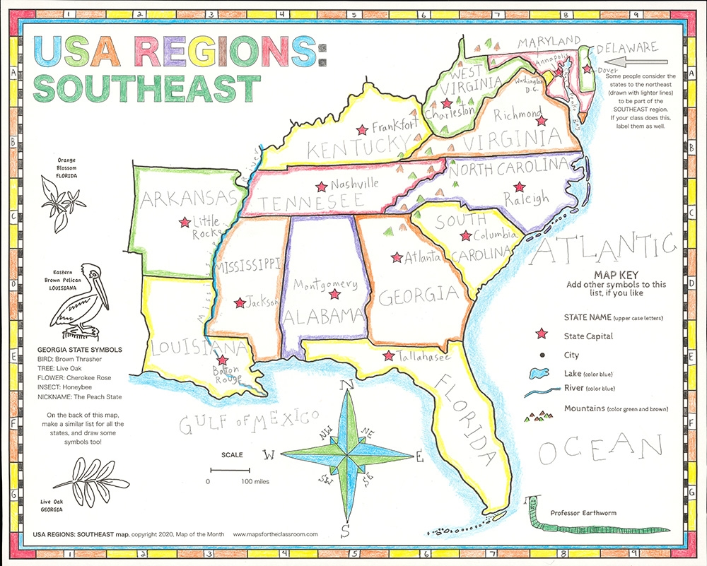 Printable Blank Southeast Region Map