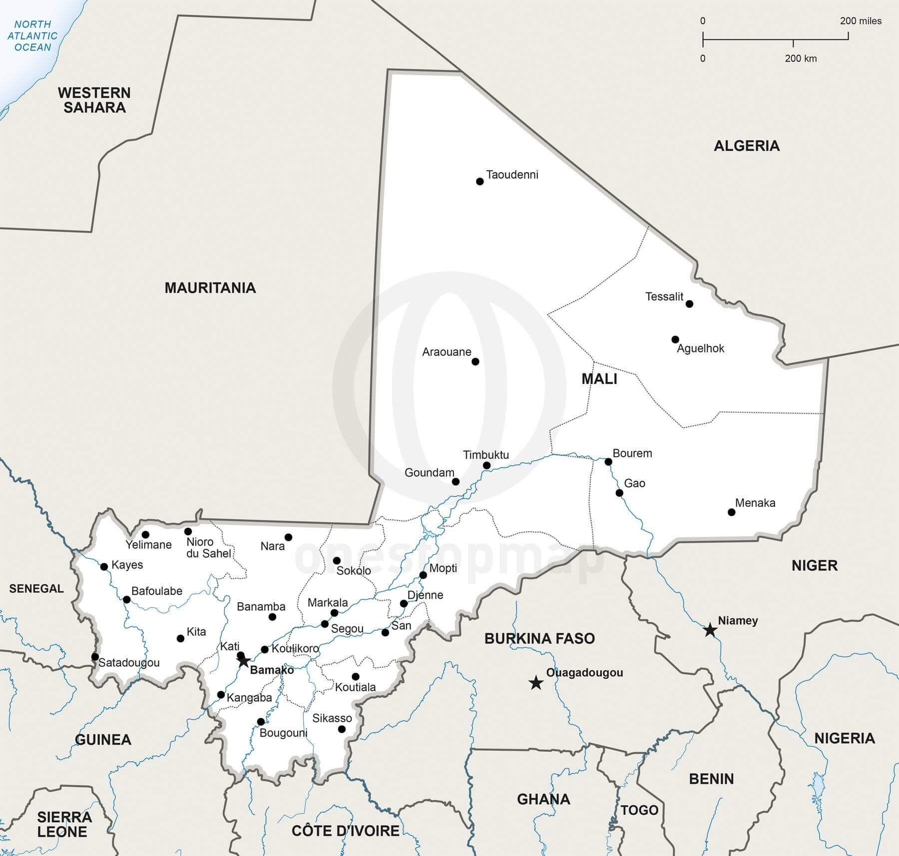  Vector Map Of Mali Political One Stop Map