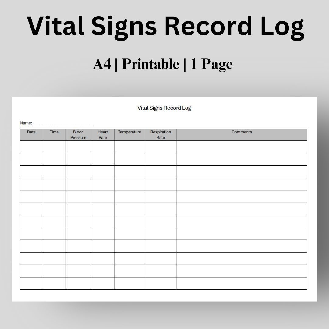 Printable Blank Vital Signs Chart