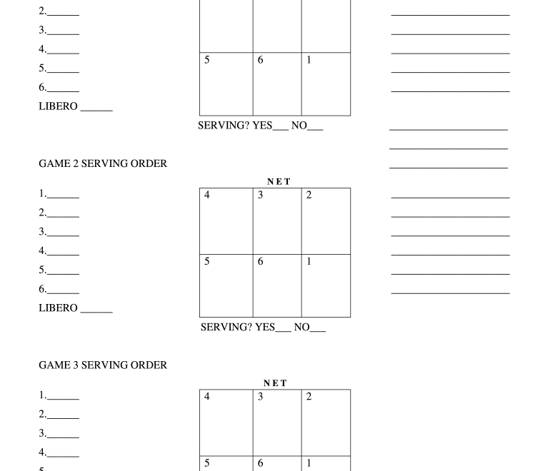 Volleyball Court Lineup Fill Online Printable Fillable Blank PdfFiller