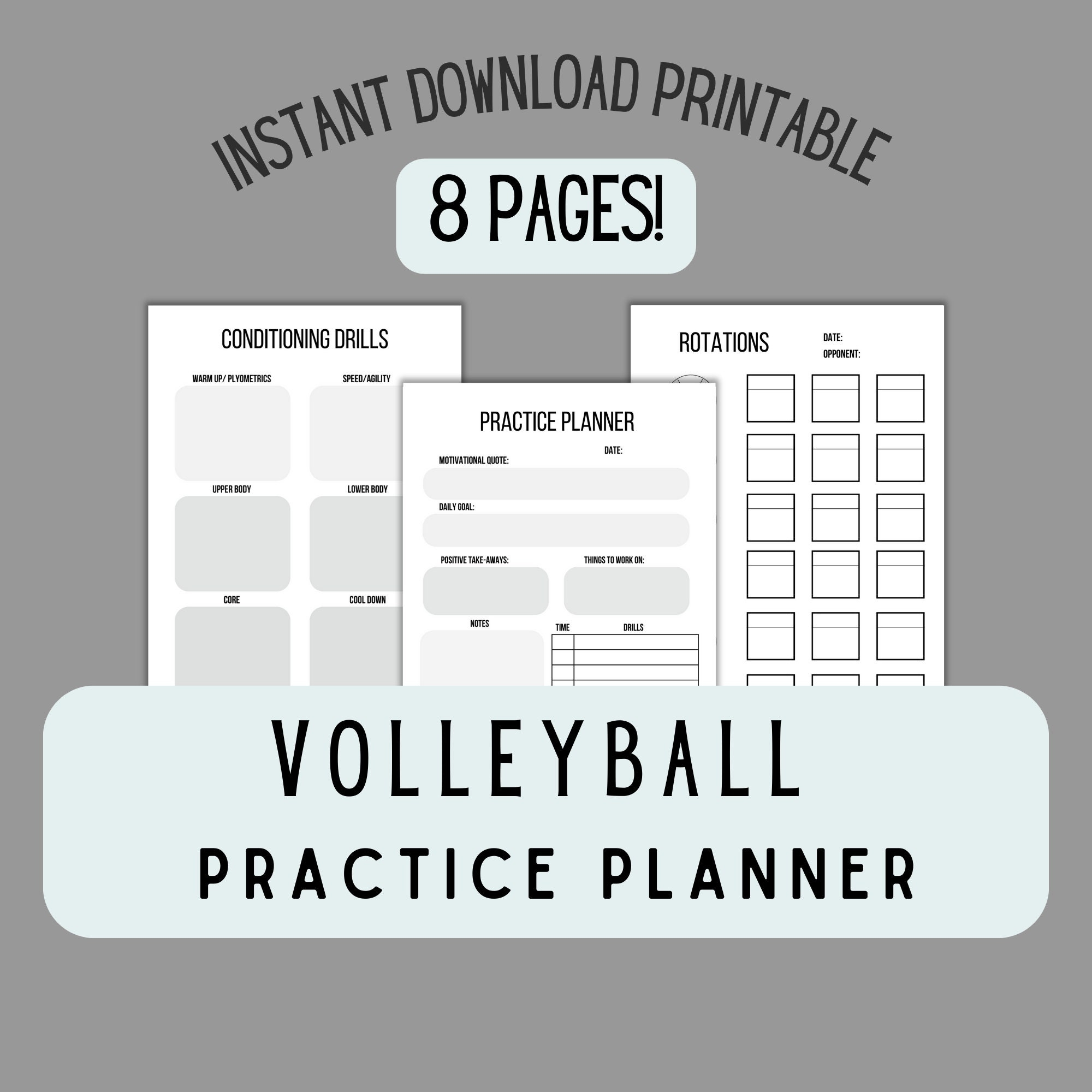 Volleyball Practice Plan Volleyball Practice Templates Volleyball Planner Volleyball Coaching Planner Volleyball Rotations PDF Etsy