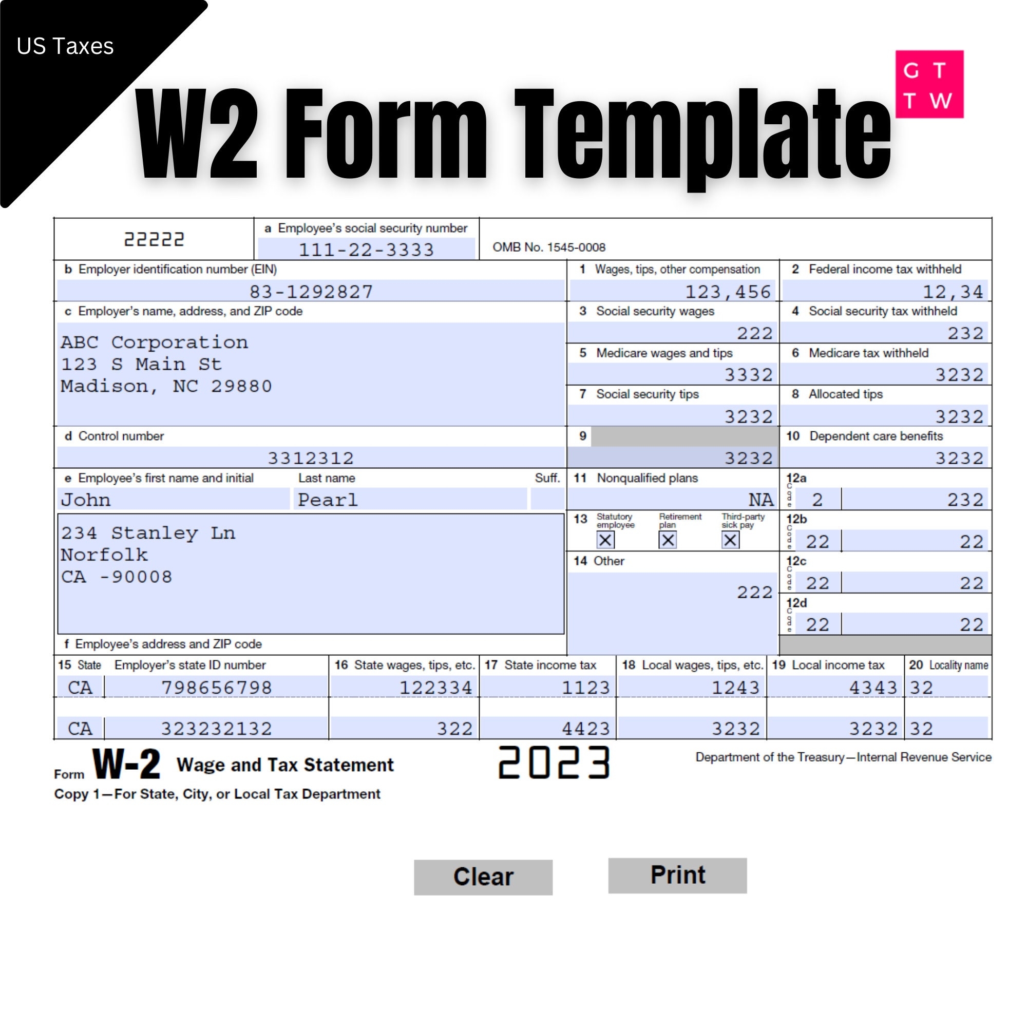 Printable Blank W2 Form 2025