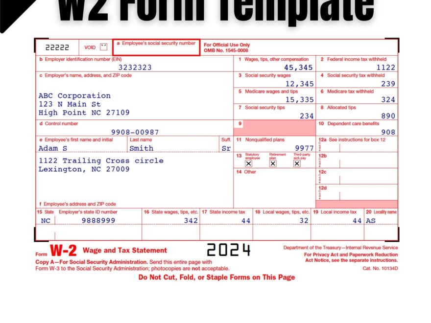 W2 Form IRS 2025 Fillable PDF With Print And Clear Buttons Generate W2 Quickly Digital Download Etsy