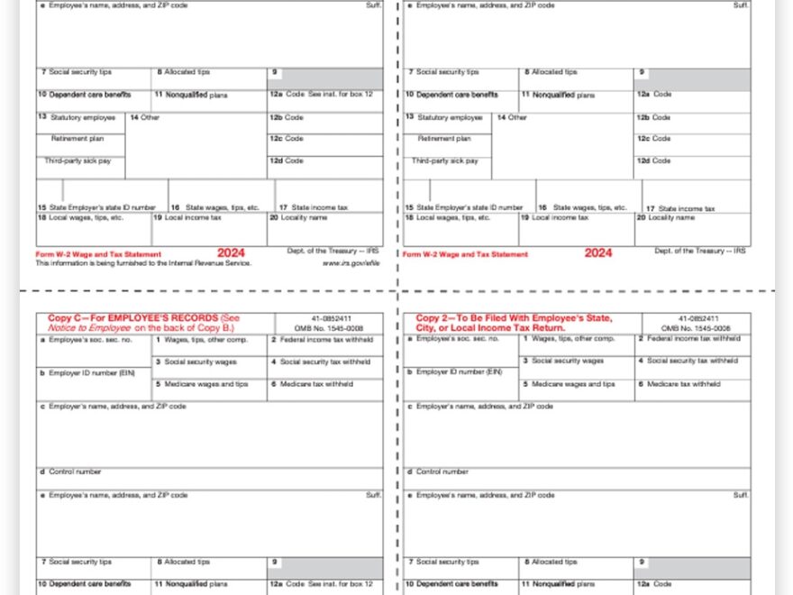 W2 Tax Forms Condensed 4up V1 For Employees DiscountTaxForms