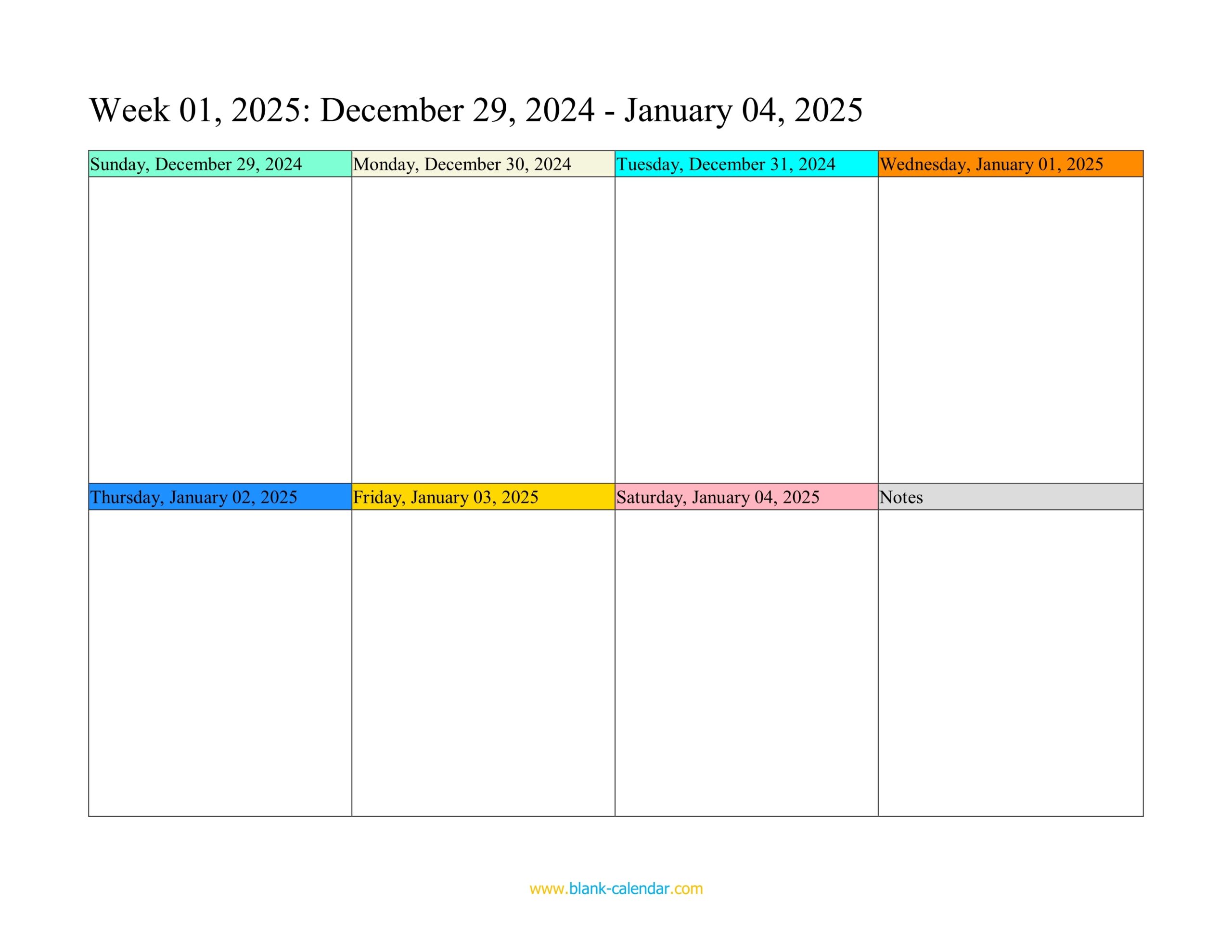 Blank Fillable Calendar 2025