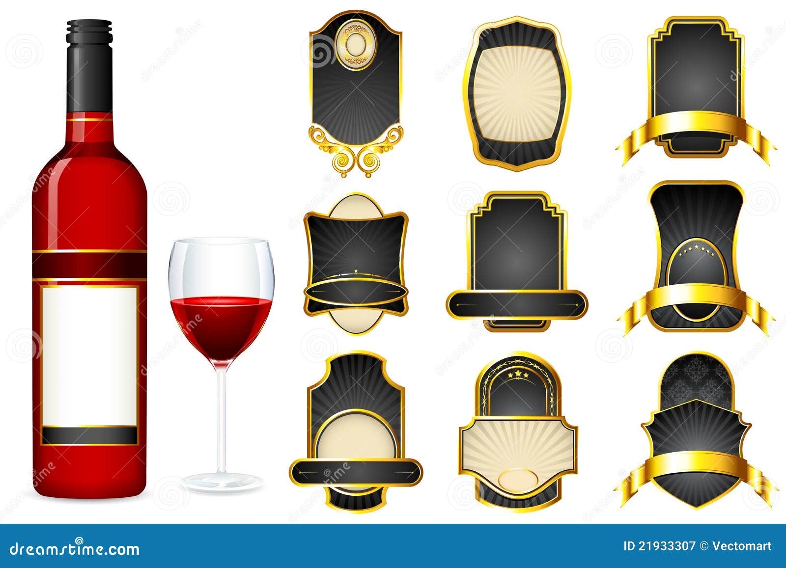 Wine Bottle With Different Blank Label Stock Illustration Illustration Of Booze Border 21933307