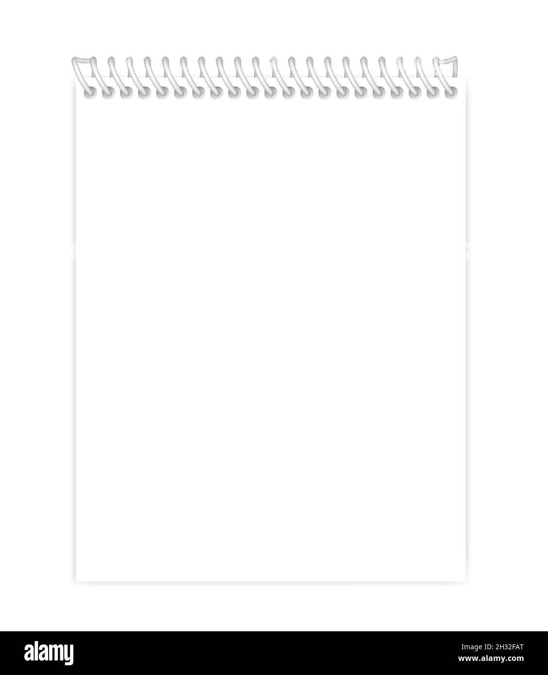 Wire Bound Empty White Note Book Template Blank Page Mockup Top Spiral Notebook Letter Paper Format Vector Mock up Stock Vector Image Art Alamy
