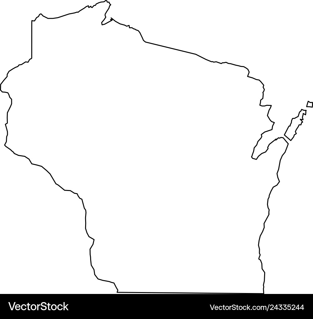 Wisconsin State Of Usa Solid Black Outline Map Vector Image