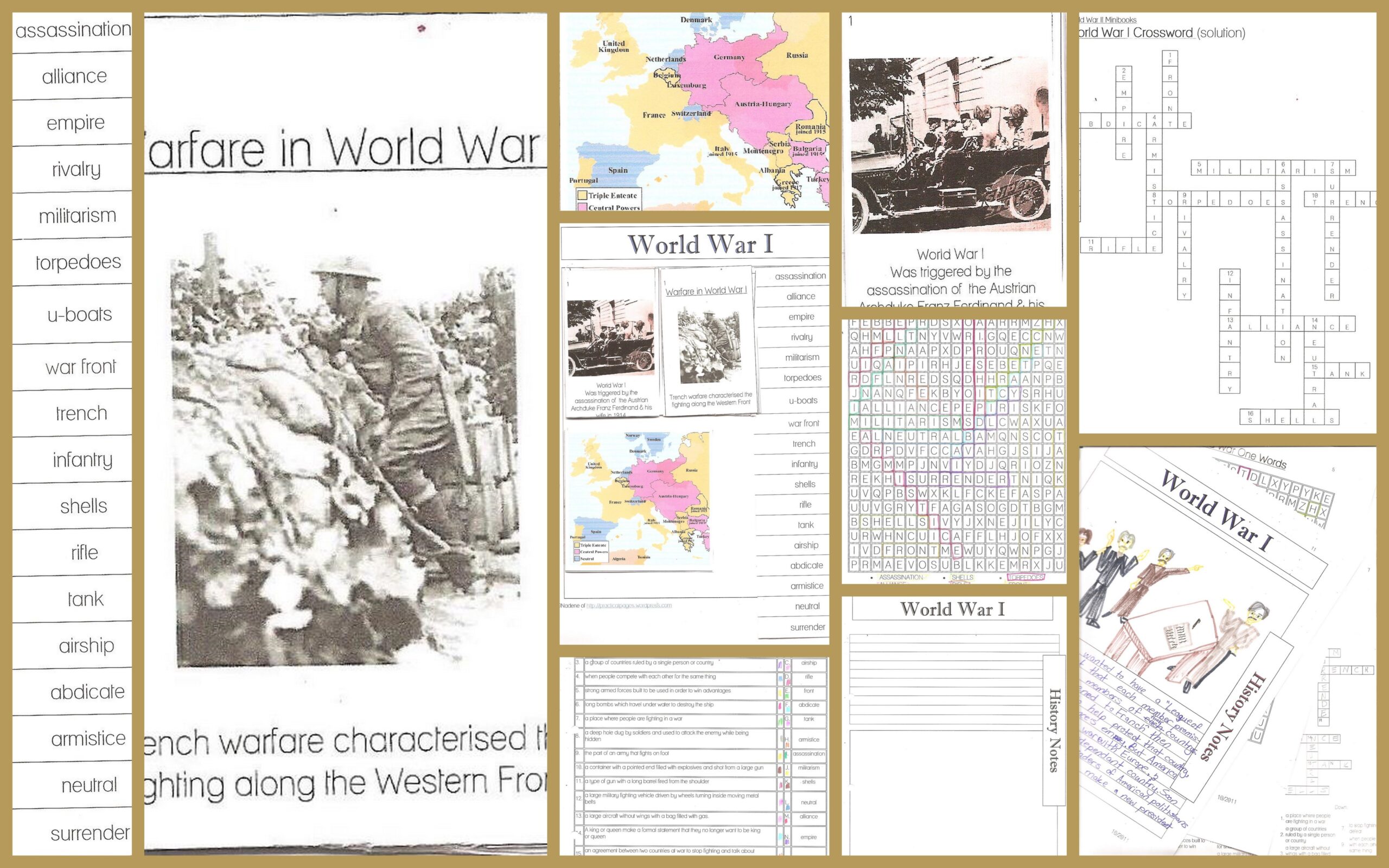 World War I Minibooks And Notebook Pages Practical Pages