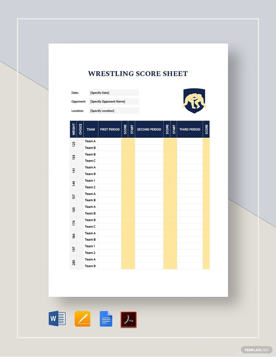 Wrestling Score Sheet Template In Word Pages Google Docs PDF Download Template
