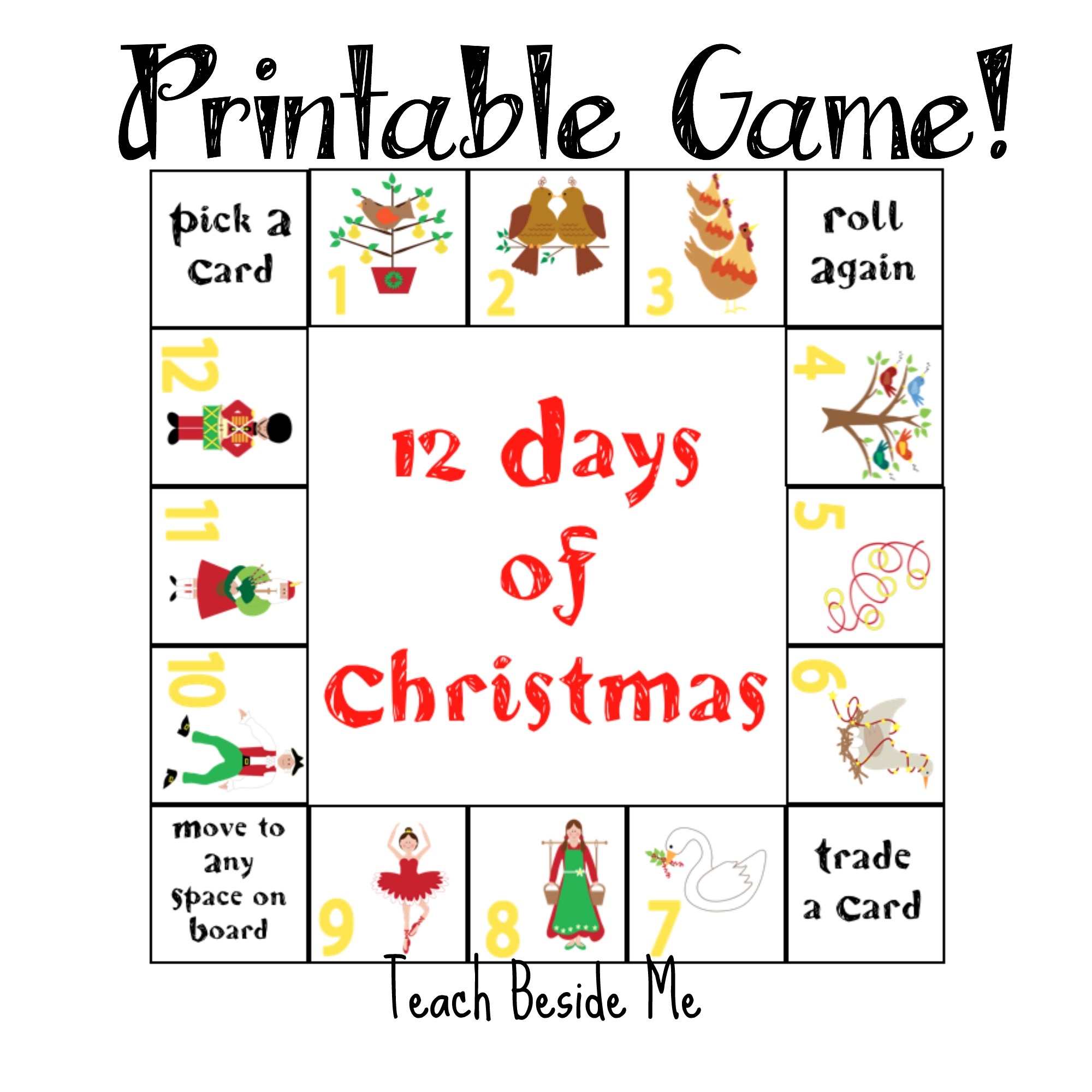 12 Days Of Christmas Printable Game Teach Beside Me 12 Days Of Christmas Printable Game Teach Beside Me