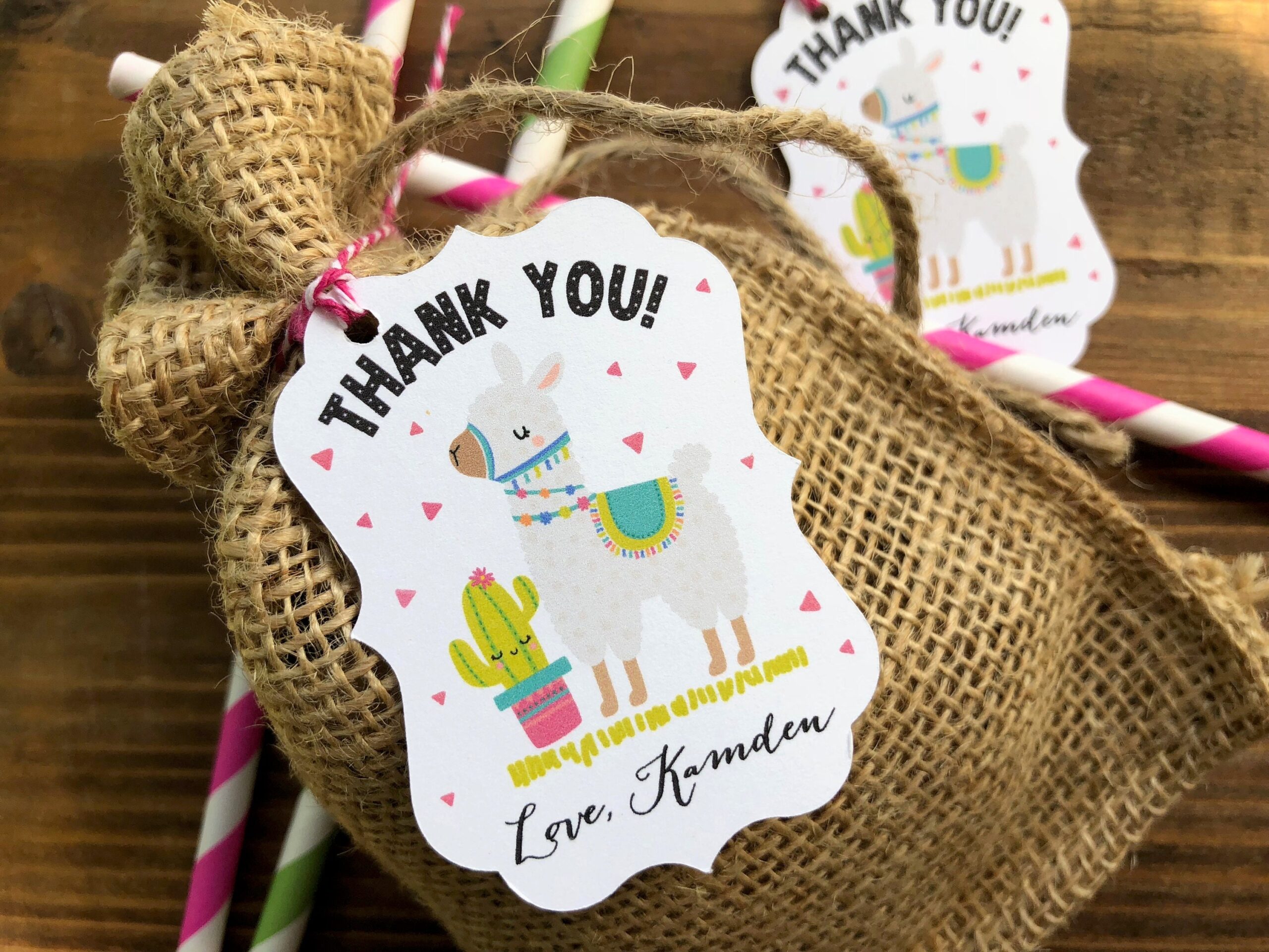 12 Llama Cactus Thank You Mexican Fiesta Party Favor Tags Spanish Mexican Fiesta Alpaca Favor Thank You Tags Customized With Your Name Etsy