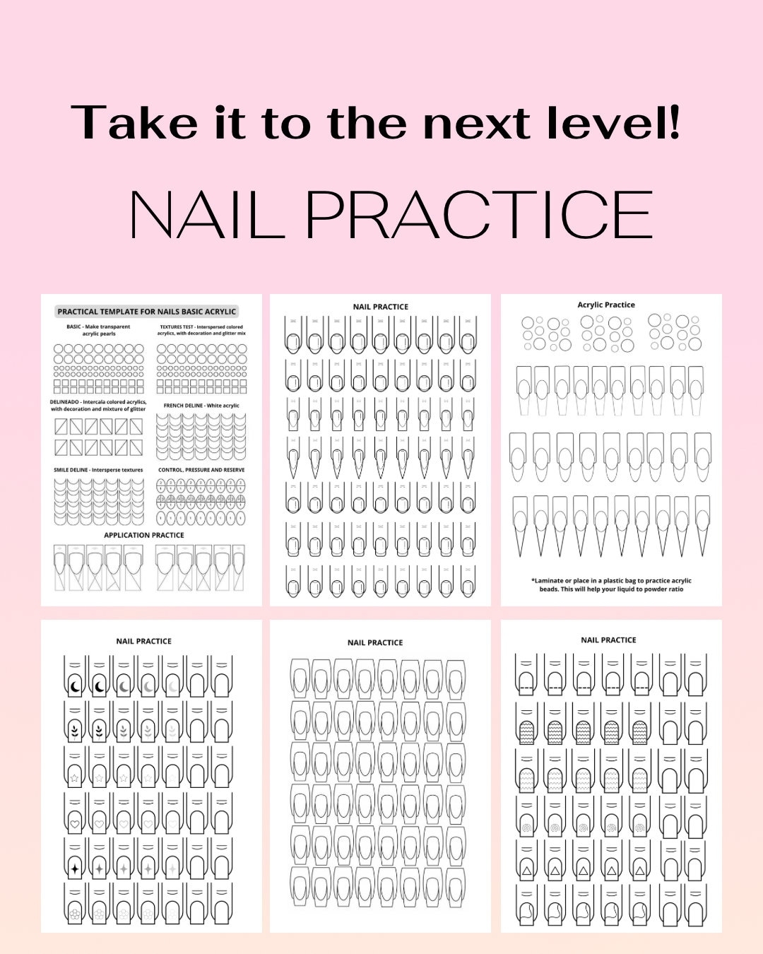 12 Page Nail Art Practice Book Nail Design Practice Sheets Blank Nail Art Templates Nail Art Practice Sheets Nail Art Work Sheet Etsy