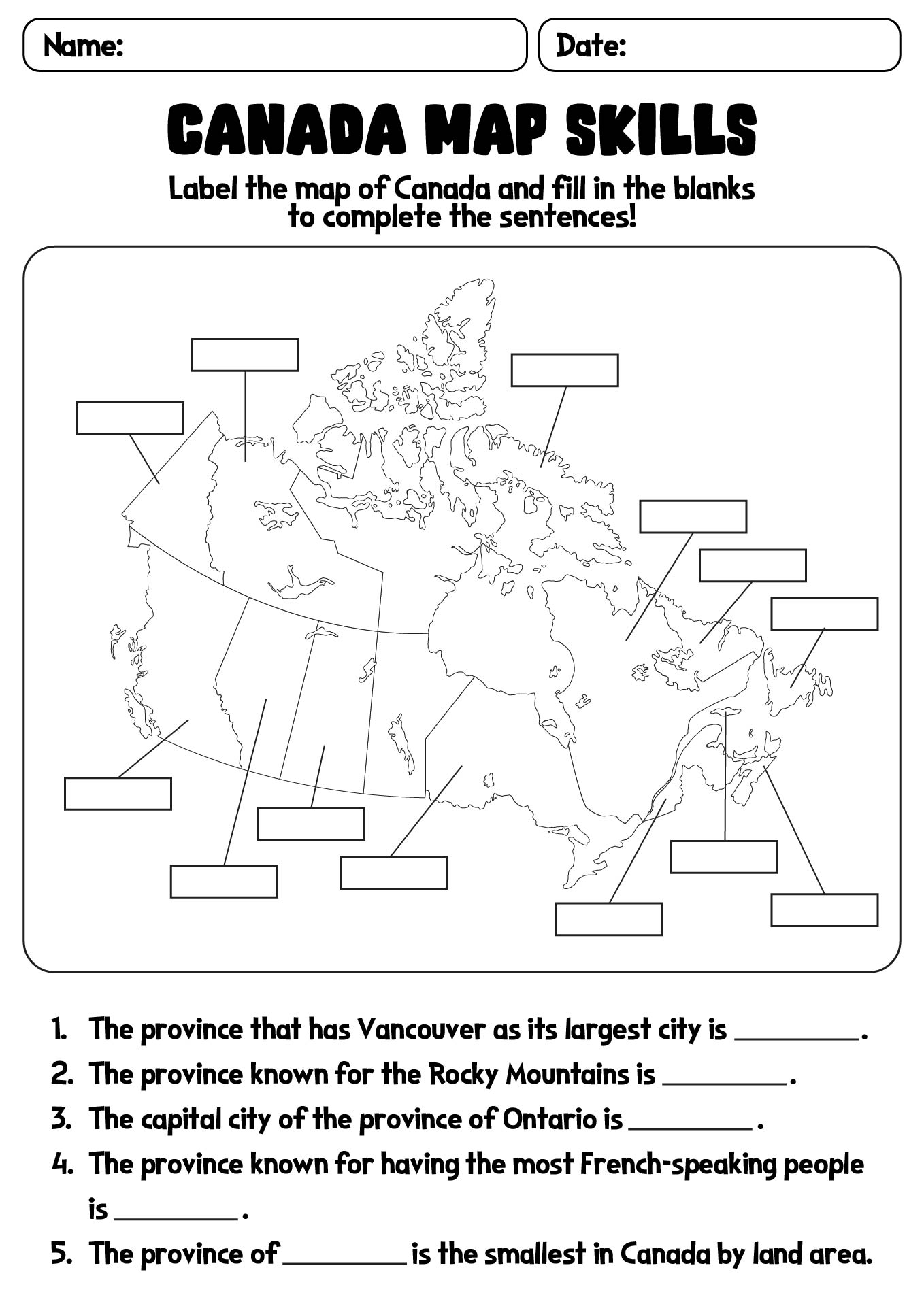 14 Canada Map Worksheet Free PDF At Worksheeto