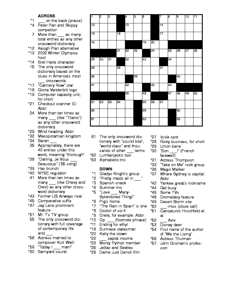 Medium Difficulty Crossword Puzzles For Beginners Printable