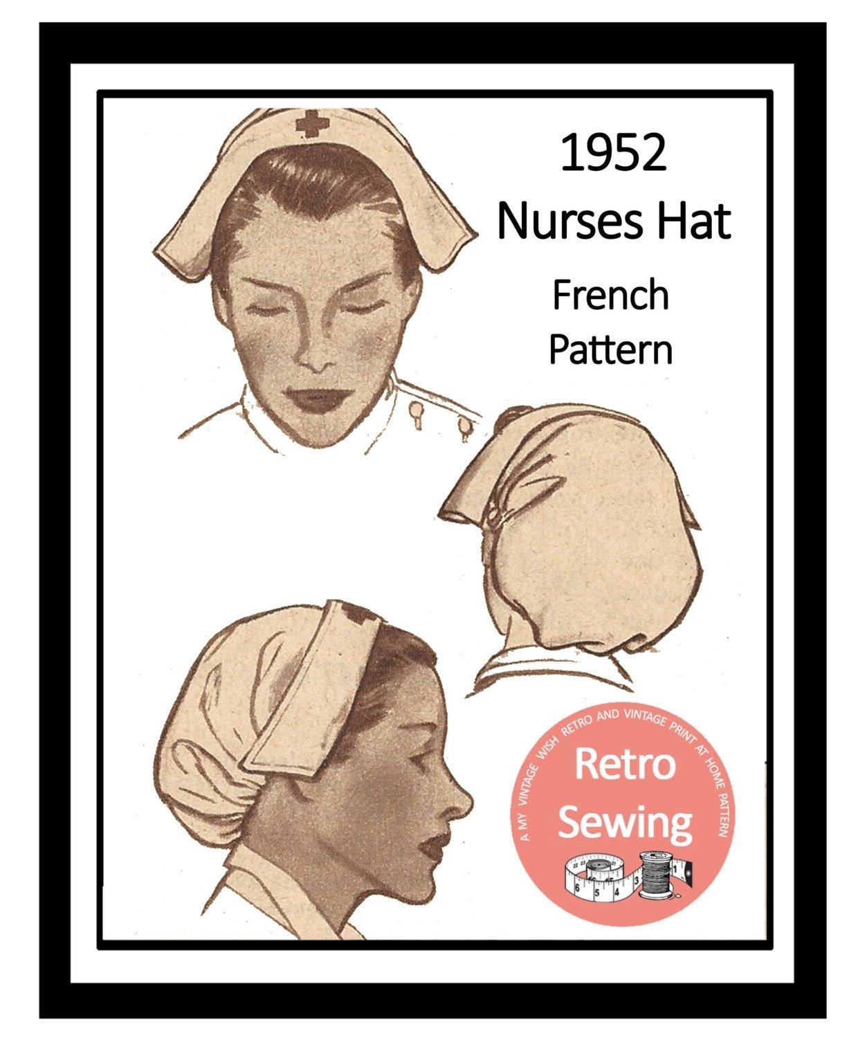 1950s Nurses Hat Sewing Pattern PDF Instant Download Etsy