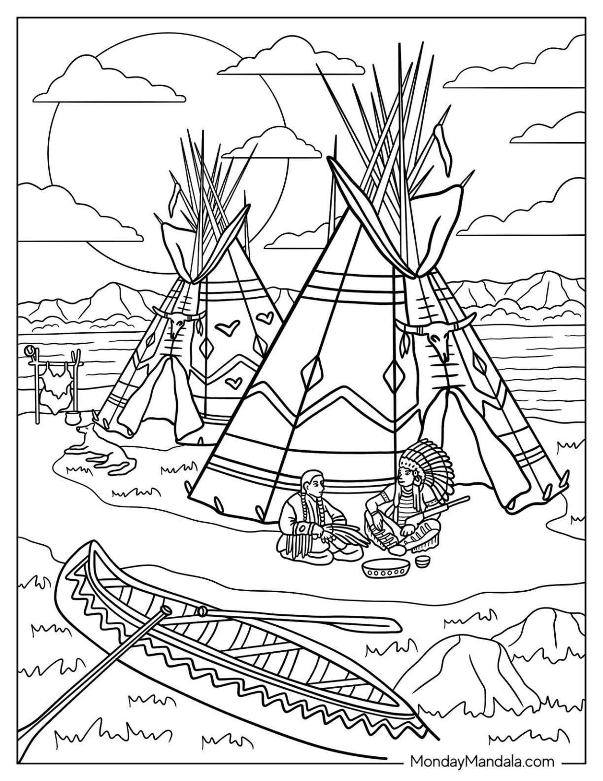 20 Native American Coloring Pages Free PDF Printables 