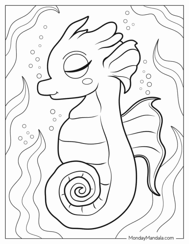 20 Seahorse Coloring Pages Free PDF Printables 