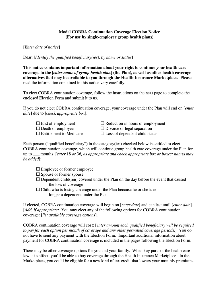 2013 2025 Cobra Medical Coverage Continuation Form Fill Online Printable Fillable Blank PdfFiller 2013 2025 Cobra Medical Coverage Continuation Form Fill Online Printable Fillable Blank PdfFiller