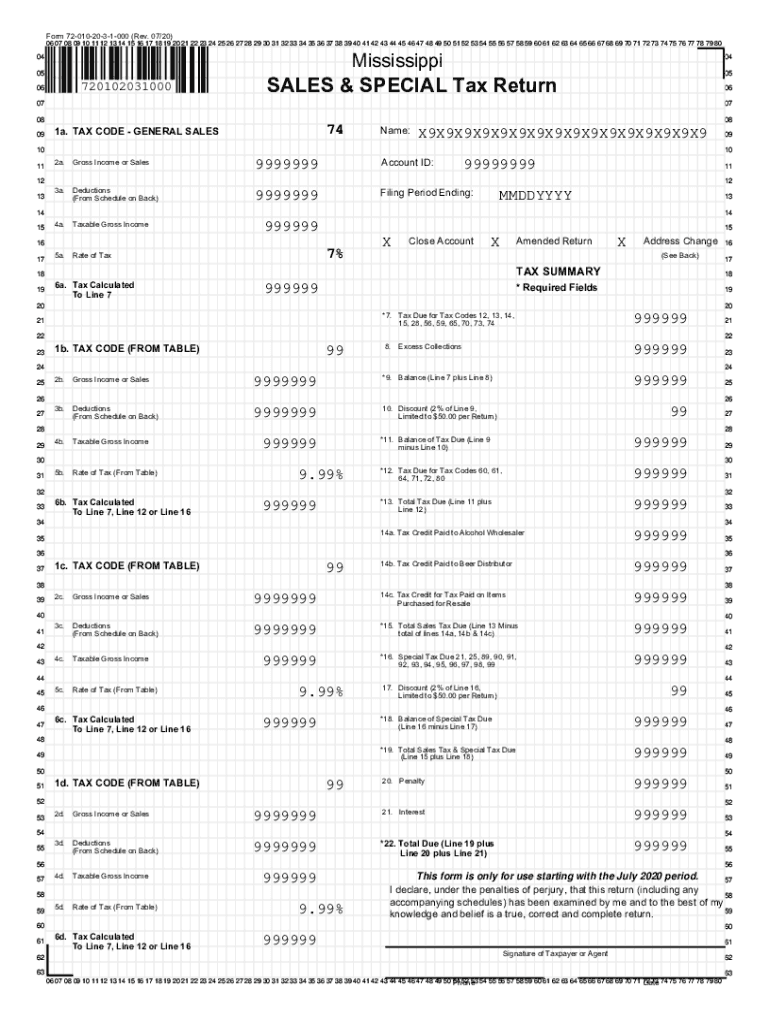 2020 2025 Form MS DoR 72 010 Fill Online Printable Fillable Blank PdfFiller