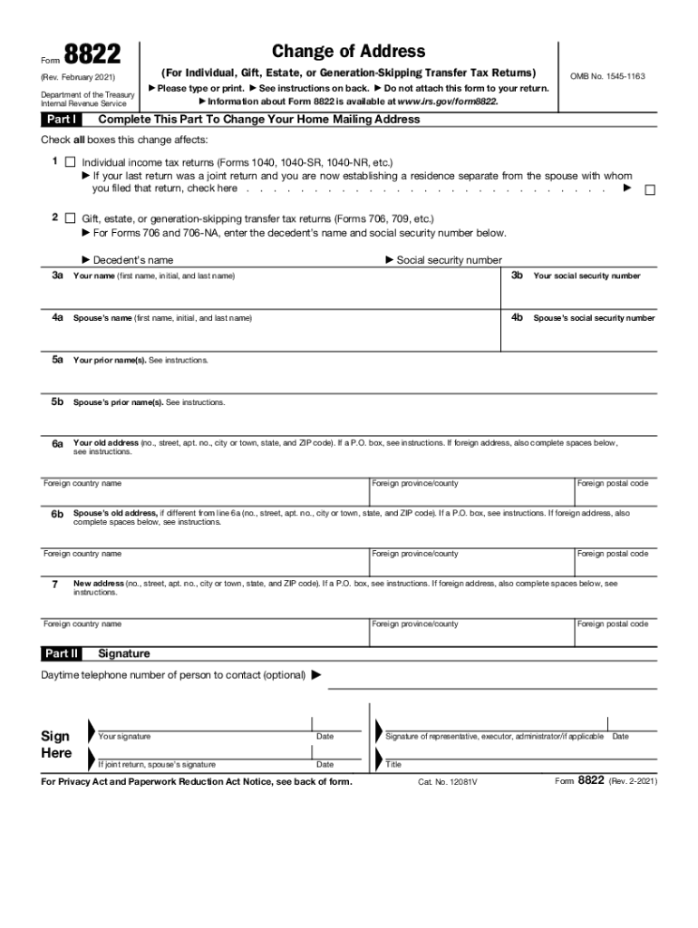 2021 2025 Form IRS 8822 Fill Online Printable Fillable Blank PdfFiller 2021 2025 Form IRS 8822 Fill Online Printable Fillable Blank PdfFiller